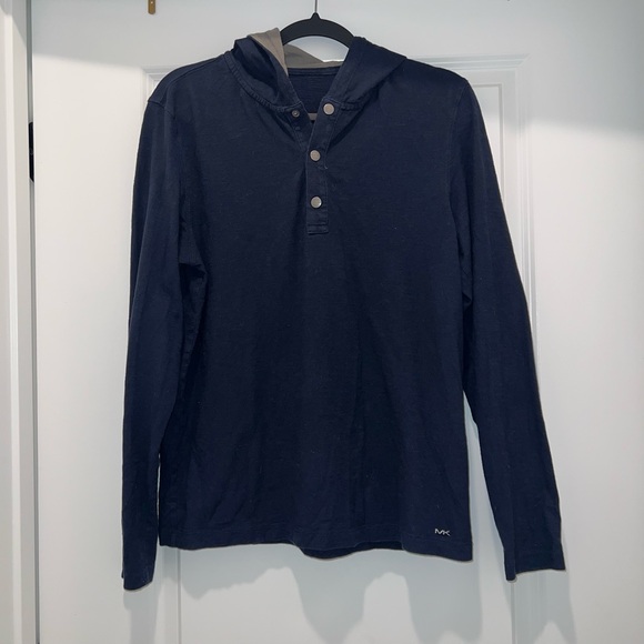 Michael Kors Men’s Henley Sweatshirt Hoodie in Navy - Size medium - Picture 2 of 9